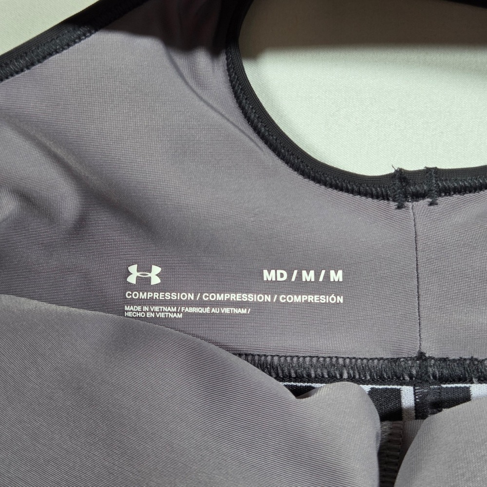 Under Armour Womens DFO Crossback Mid Printed Sports Bra Grey Black 1362247 M - Picture 7 of 9